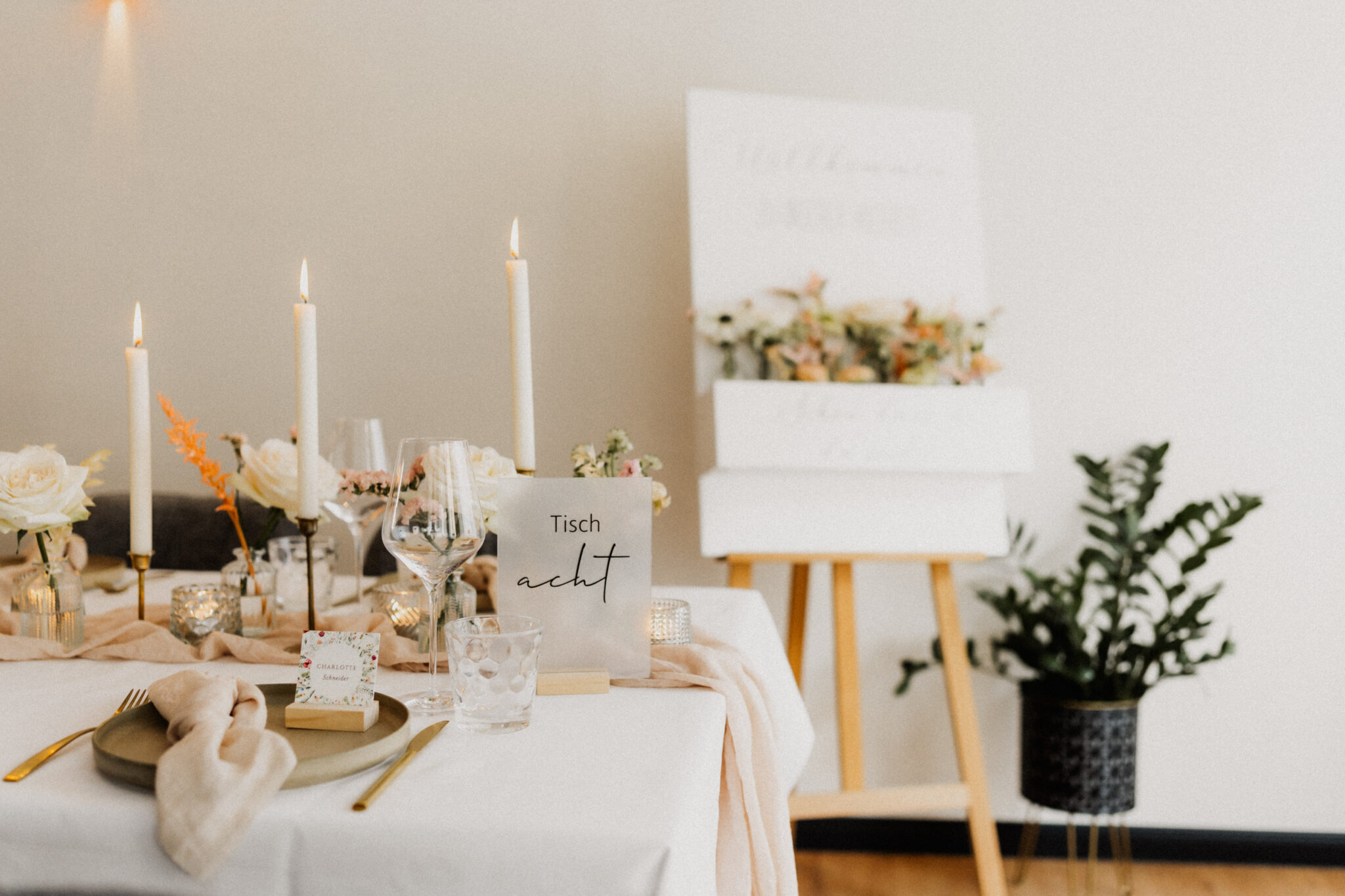 Deko Tischdekoration Hochzeit Frühling Kerzenständer Blush