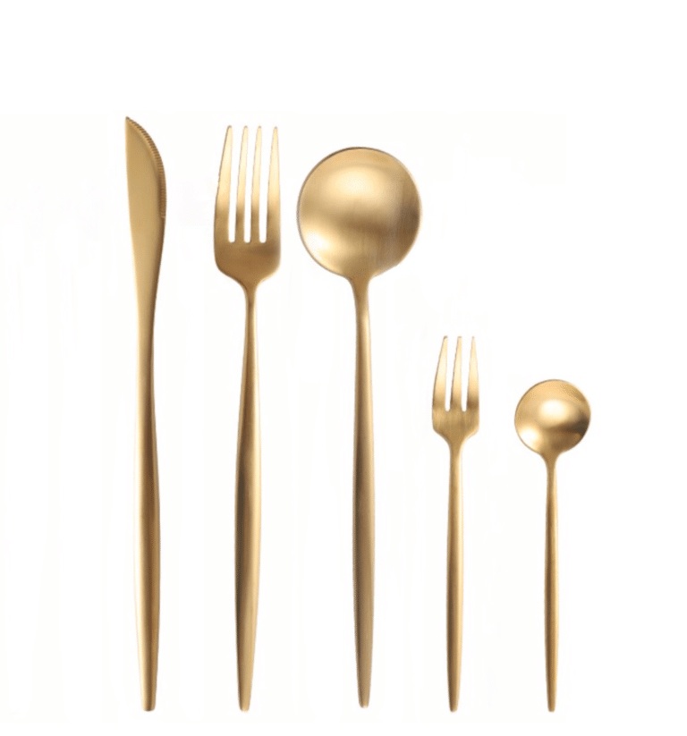 Besteck gold leihen mieten stiletto 5-Teilig München Freising Versand